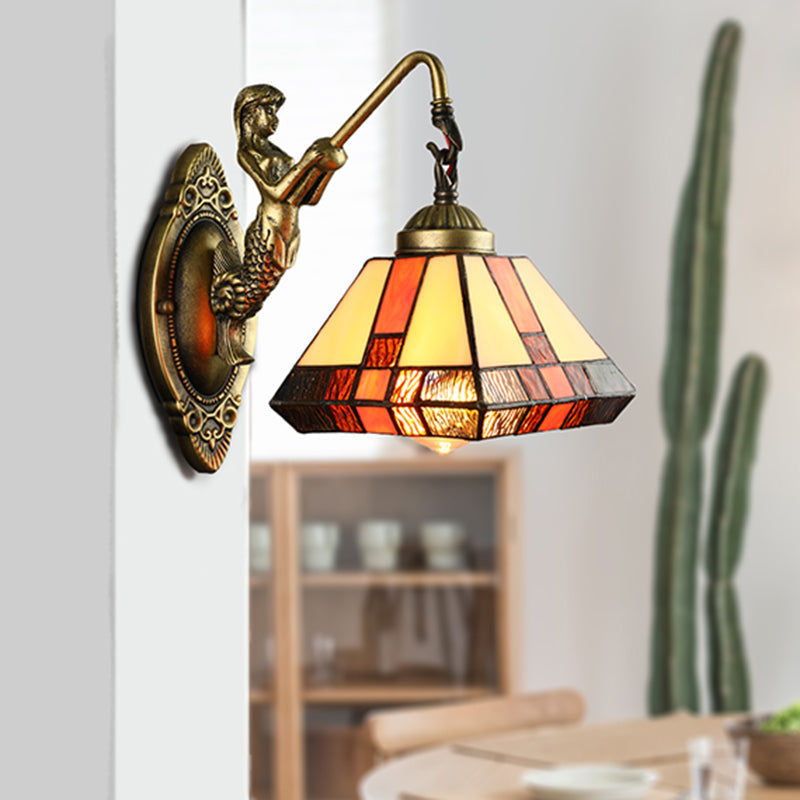 BowLift | 1 Head Wall Mounted Lamp Tiffany Diamond Orange Colored Glass Wall Lamp Light