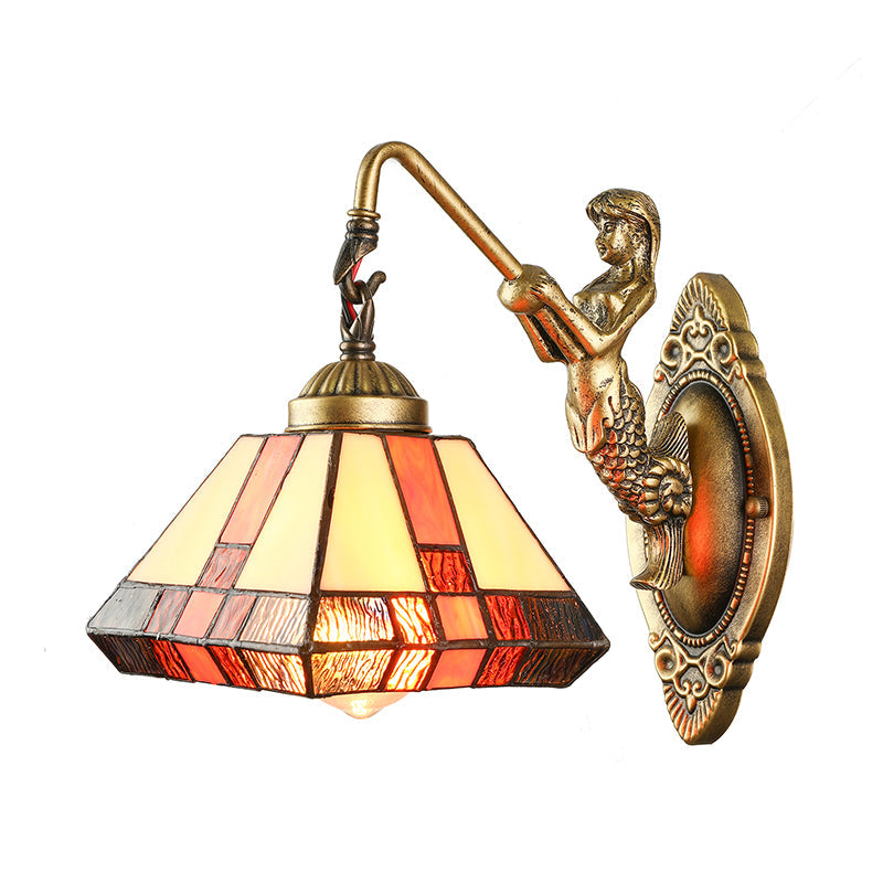 BowLift | 1 Head Wall Mounted Lamp Tiffany Diamond Orange Colored Glass Wall Lamp Light