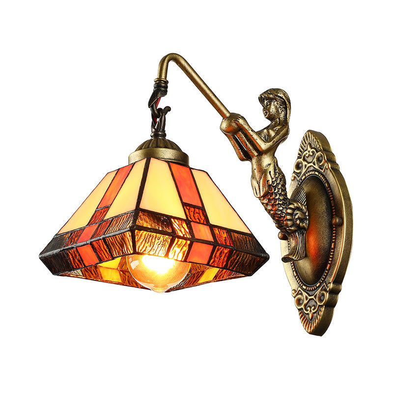 BowLift | 1 Head Wall Mounted Lamp Tiffany Diamond Orange Colored Glass Wall Lamp Light