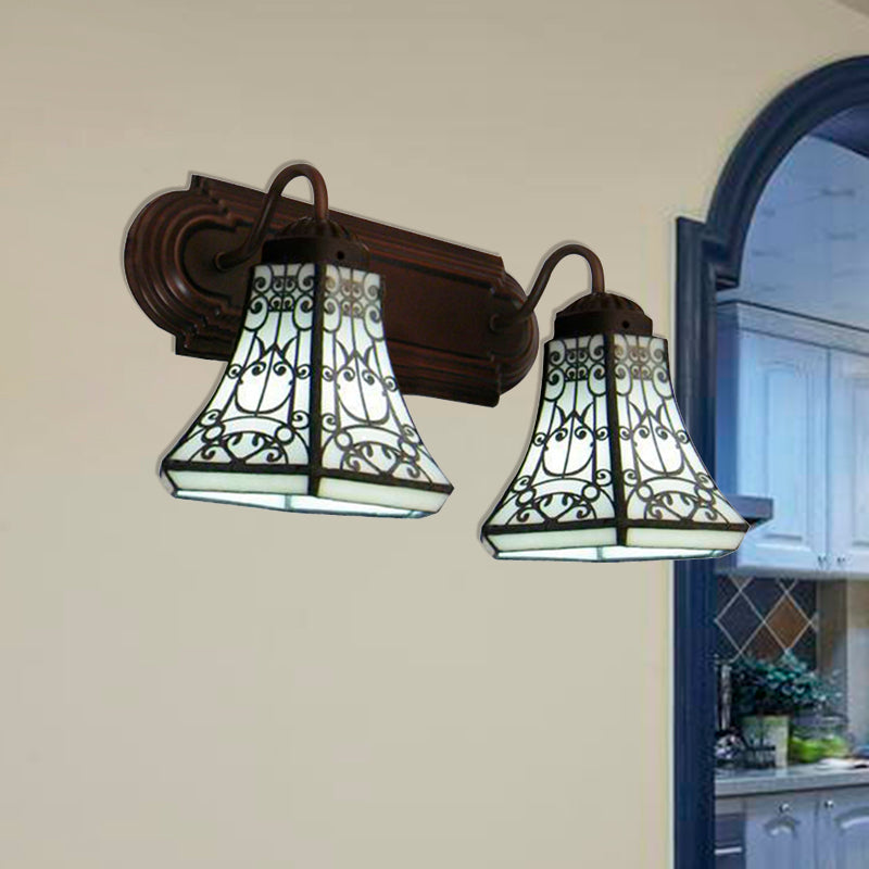 BowLift | 2 heads wall lamps Baroque Flared white glass wall-mounted lamp for bedroom