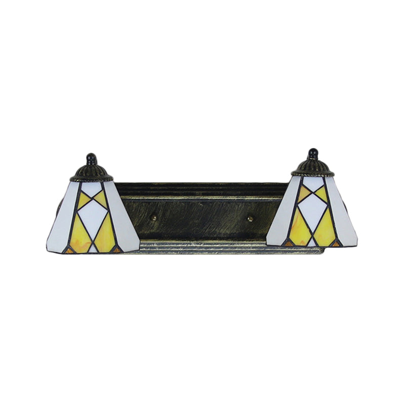 BowLift | Yellow Glass Cone Wall Light Tiffany 2 Heads Bronze Wall Mount Light for Bedroom