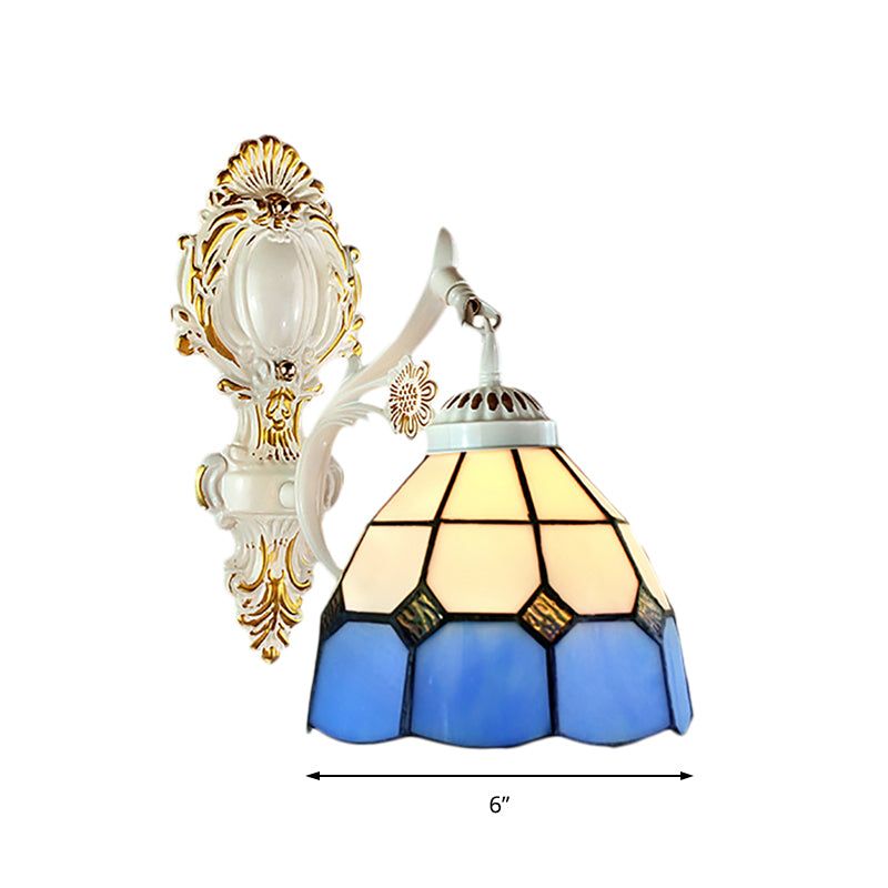 BowLift | 1 Light Dome Shaped Wall Light Retro Style Woven Glass Wall Lamp in White Finish for Hall