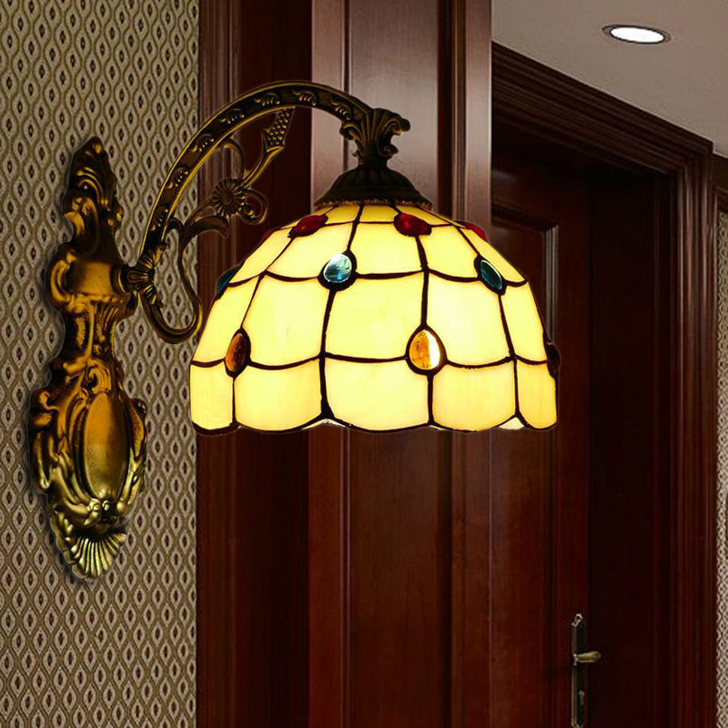 BowLift | Yellow Wall Light Tiffany Stained Glass 1 Light Decorative Wall Lamp with Bowl Shade