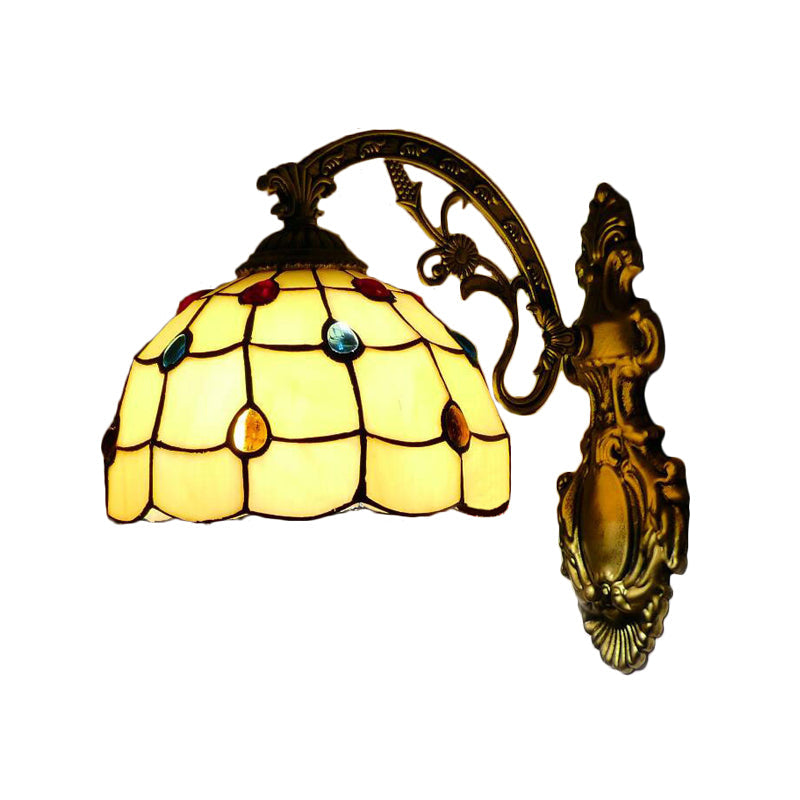 BowLift | Yellow Wall Light Tiffany Stained Glass 1 Light Decorative Wall Lamp with Bowl Shade