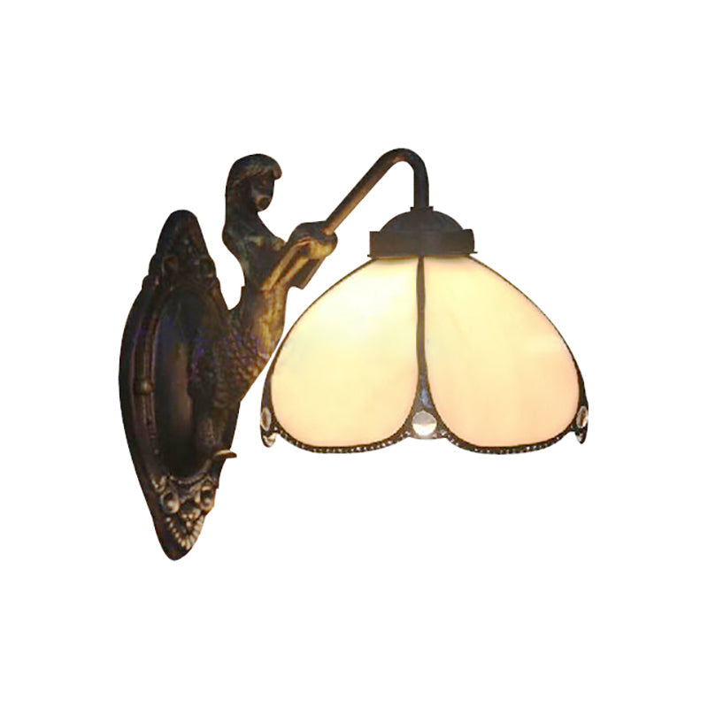 BowLift | Petal Wall Lamp Fixture Tiffany Beige Glass 1 Main Chandelier Light with Mermaid Decoration for Hallway