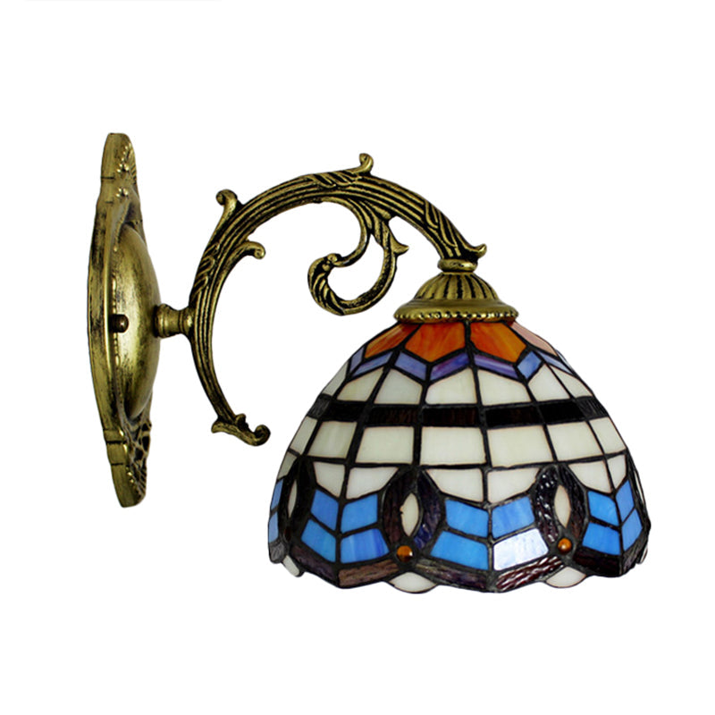 BowLift | Blue Bowl Lamp Wall Lamp Retro Stained Glass 1 Light Wall Mounted Lamp