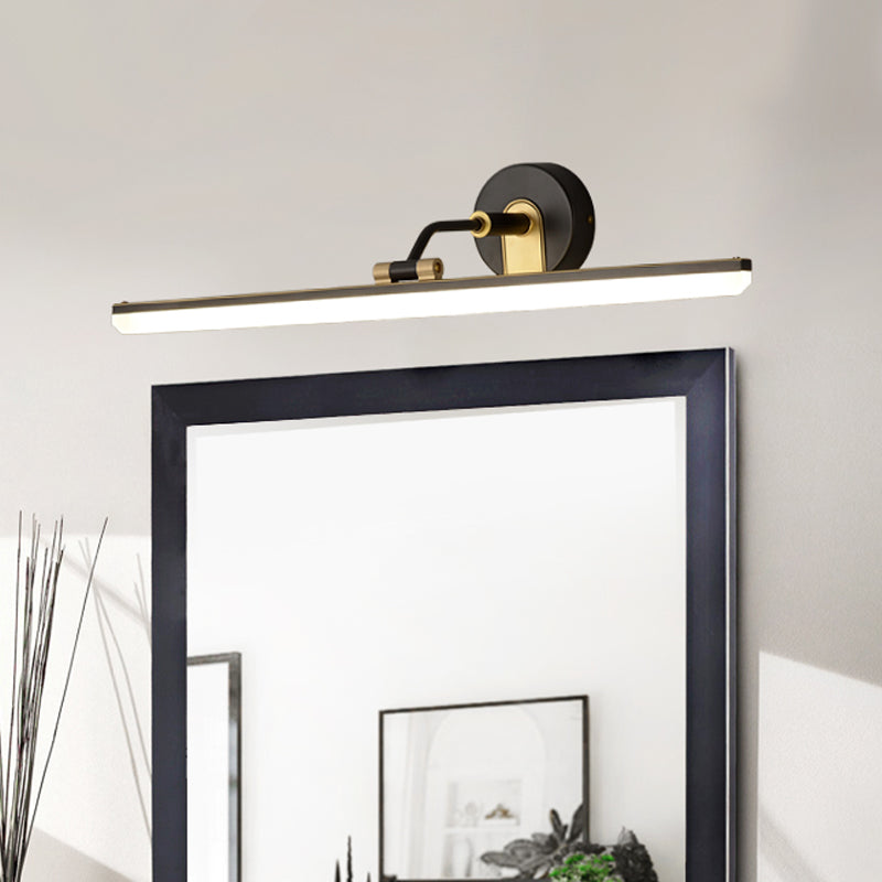 BowLift | Adjustable Metal Arm LED Wall Light Cosmetic Bar Lamp Contemporary Black/Brass Wall Sconce Lighting, 18"/23" Width