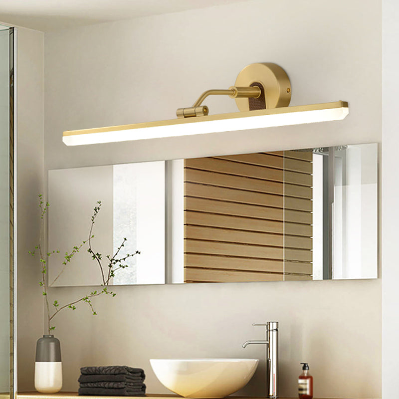 BowLift | Adjustable Metal Arm LED Wall Light Cosmetic Bar Lamp Contemporary Black/Brass Wall Sconce Lighting, 18"/23" Width