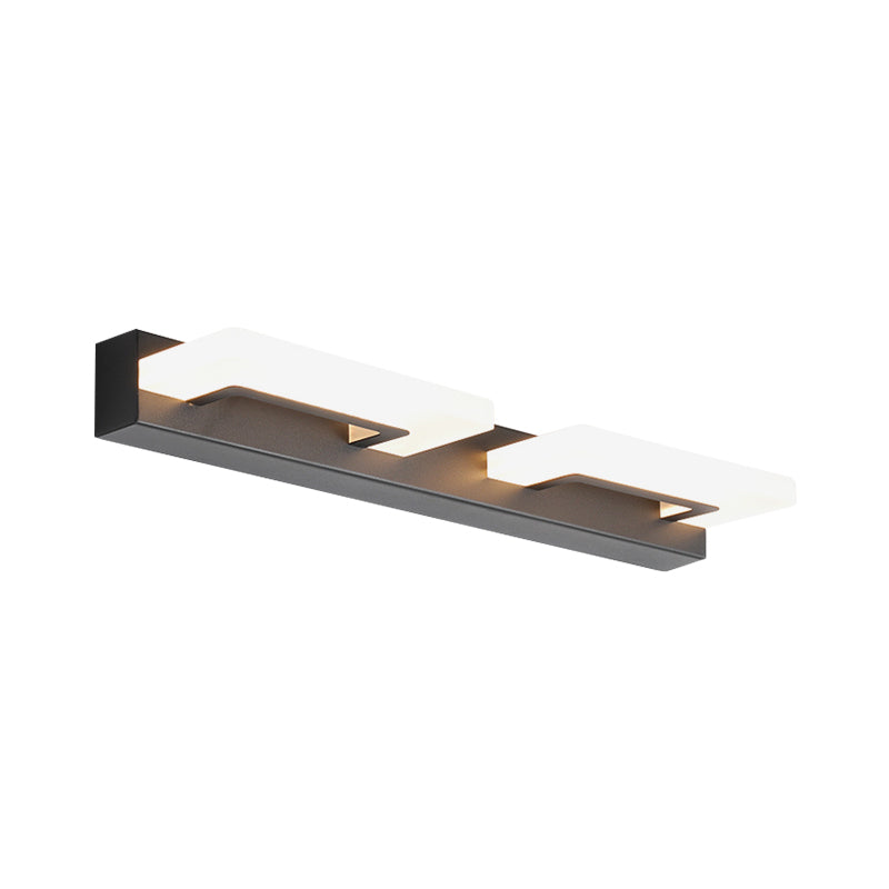 BowLift | Acrylic Rectangle Wall Lighting Modern 2/3 Heads Wall Lighting Ideas in Black for Bathroom, Warm/White Light