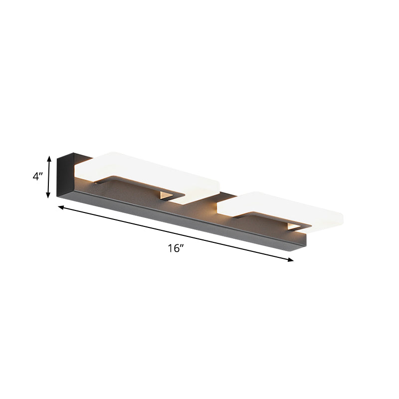 BowLift | Acrylic Rectangle Wall Lighting Modern 2/3 Heads Wall Lighting Ideas in Black for Bathroom, Warm/White Light