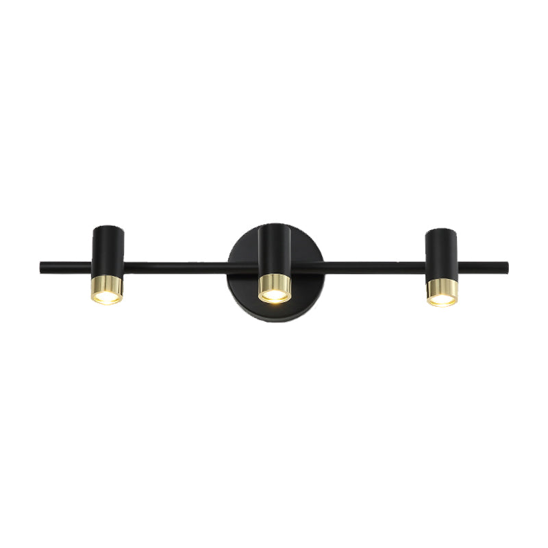 BowLift | Black Short Tube Wall Vanity Lamp Modern 3 Bulb Metal Adjustable Wall Light Lighting