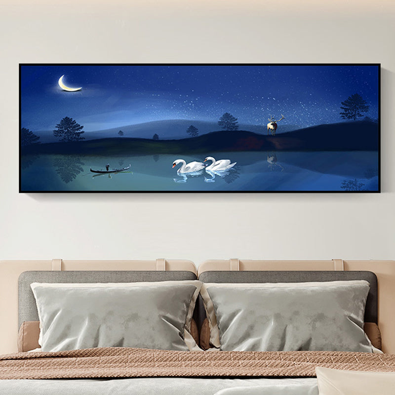 BowLift | Wild Animal Wrapped Canvas Textured Tropical Style Bedroom Painting in Bright Color