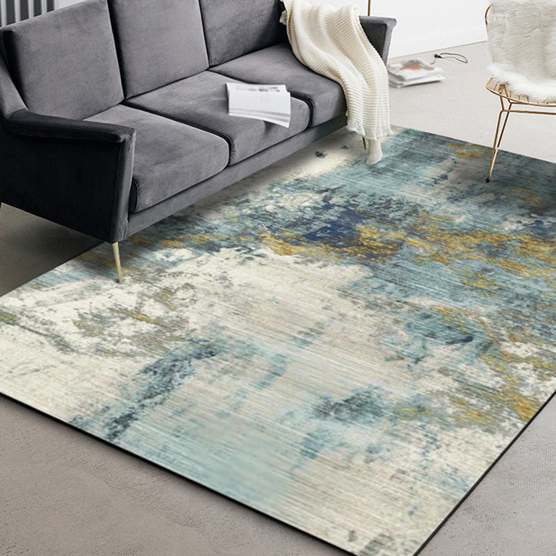 BowLift | Green Living Room Carpet Industrial Abstract Carpet Polyester Machine Washable Non-Slip Backing Rug