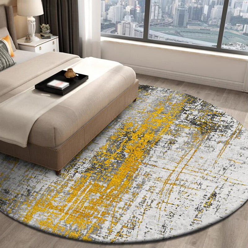 BowLift | Yellow Industrial Carpet Polyester Abstract Carpet Pet Friendly Washable Non-slip Area Rug for Bedroom
