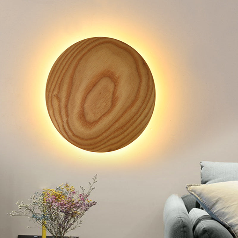 BowLift | Wooden Circle Wall Lighting Ideas Minimalism 5"/7" Width LED Beige Surface Wall Light for the Living Room