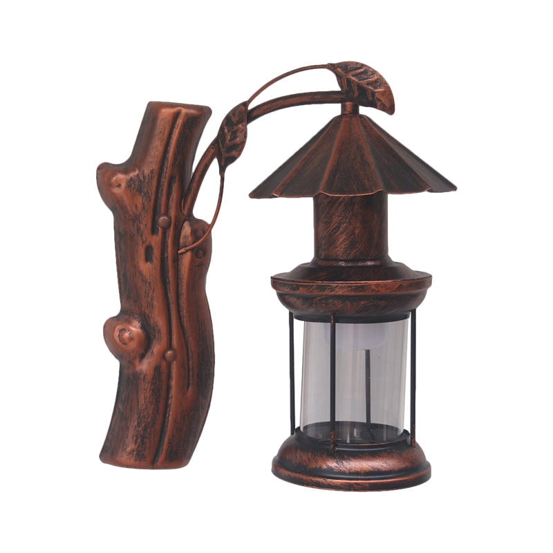 BowLift | 1 Light Clear Glass Wall Sconces Light Retro Coastal Black/Copper Petroleum Hallway Lighting Fixture