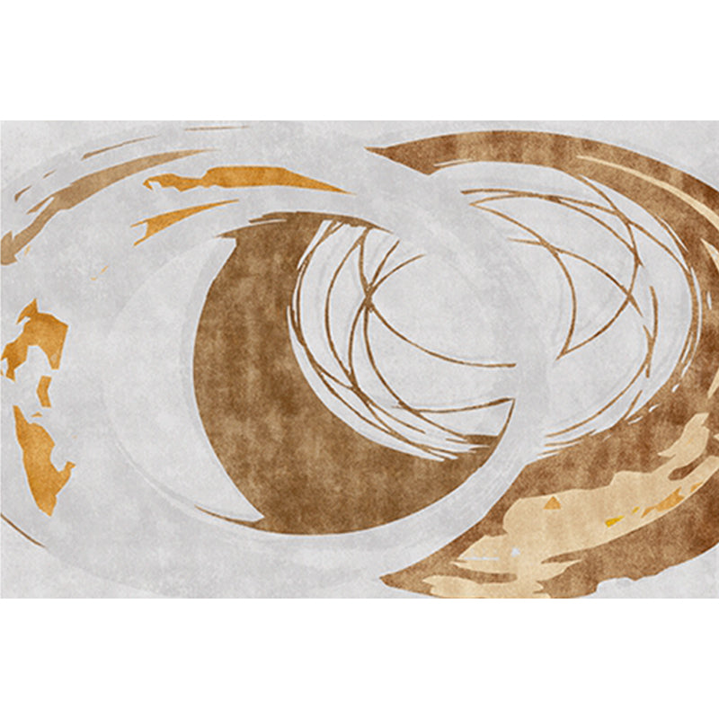 BowLift | Brown Circle Design Carpet Polyester Industrial Carpet Washable Non-Slip Back Animal-Friendly Area Rug for the Living Room