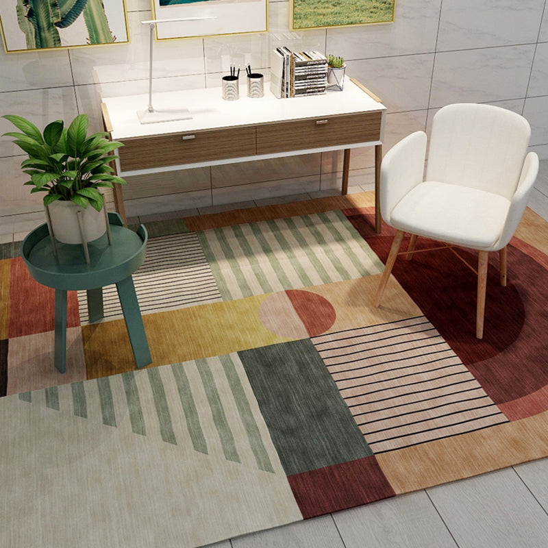 BowLift | Bold Living Room Rug Modern Color Blocking Rug Synthetic Stain Resistant Non-Slip Backing Rug