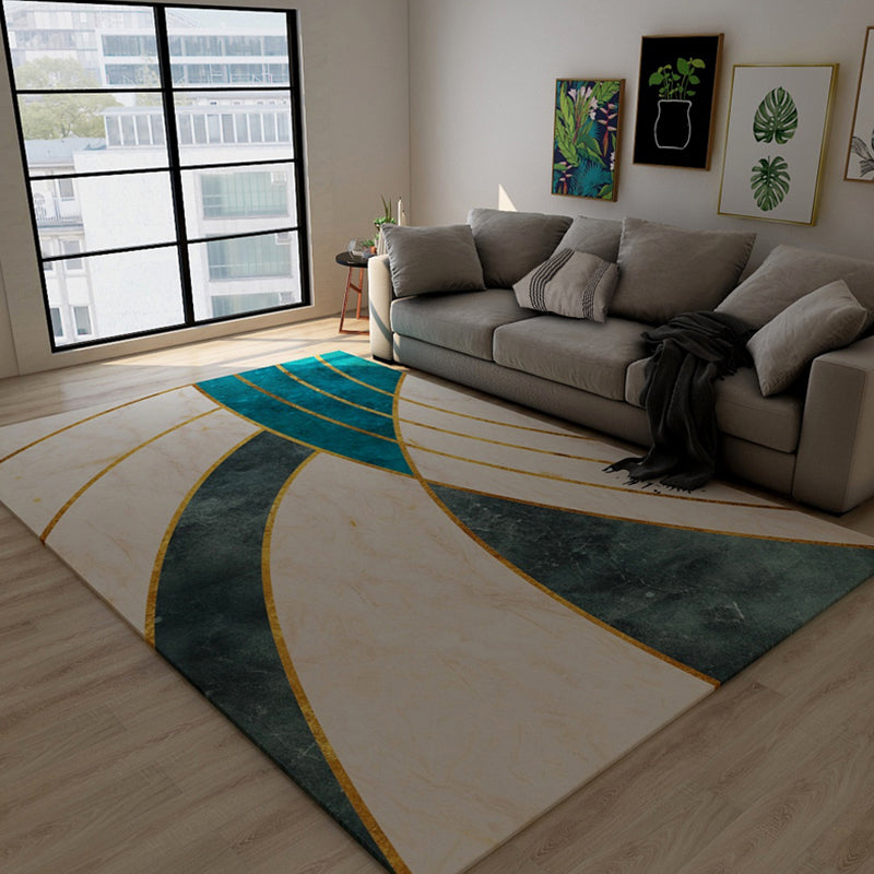 BowLift | Dark Color Block Abstract Rug Polypropylene Minimalist Carpet Stain Resistant Non-Slip Back Rug for Bedroom