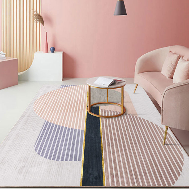BowLift | Pastel Color Scandinavian Carpet Polypropylene Geometric Shapes and Lines Carpet Non-Slip Underlay Carpet for Home