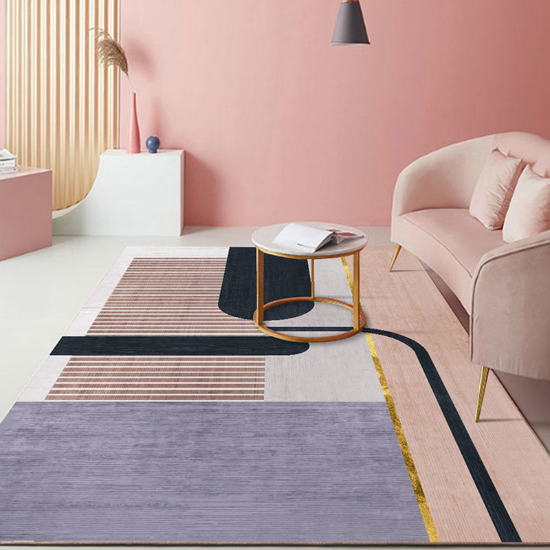BowLift | Pastel Color Scandinavian Carpet Polypropylene Geometric Shapes and Lines Carpet Non-Slip Underlay Carpet for Home