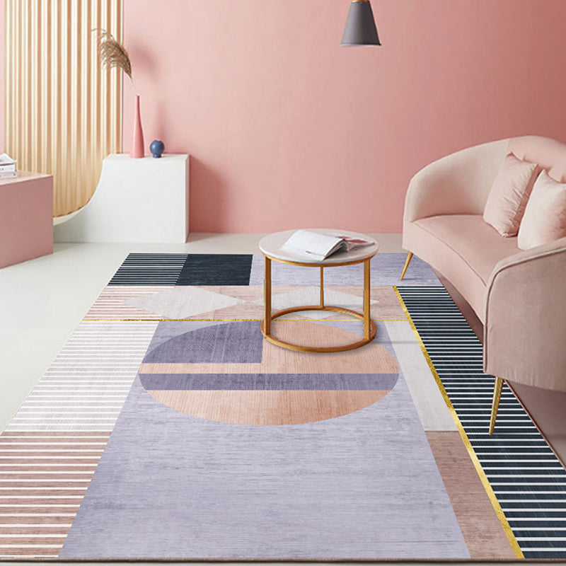 BowLift | Pastel Color Scandinavian Carpet Polypropylene Geometric Shapes and Lines Carpet Non-Slip Underlay Carpet for Home