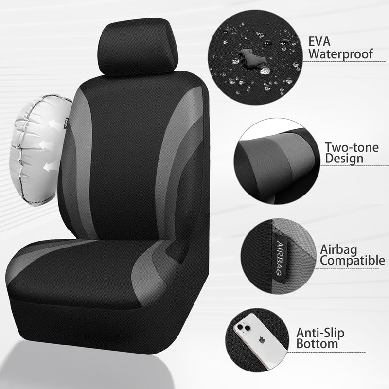 BowLift | EVA Waterproof Car Seat Covers Airbag Compatible Gray Two Front Seat Covers
