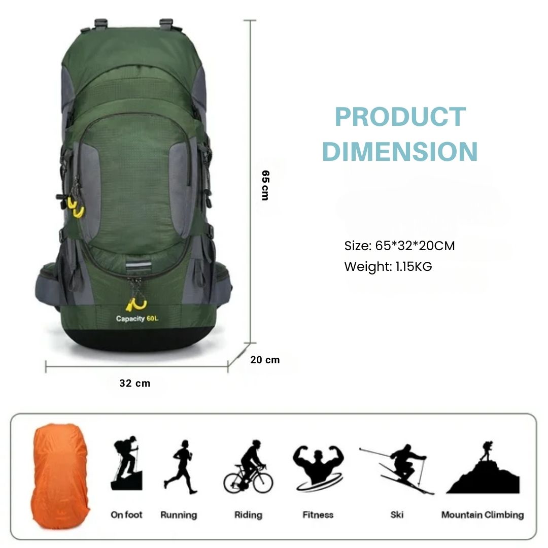 BowLift | 60L Waterproof Backpack – Ultimate Outdoor Backpack for All Adventures