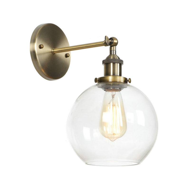 BowLift | Brass Cone/Bell Swing Shade Wall Lamp Industrial Clear Glass Single Dining Room Wall Mount Light