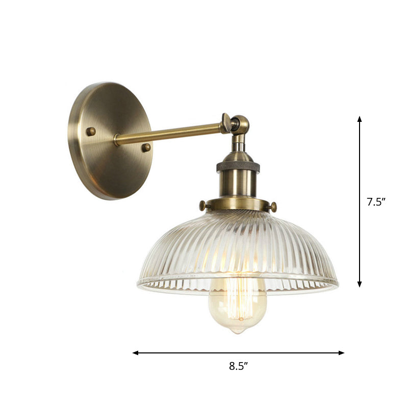 BowLift | Brass Cone/Bell Swing Shade Wall Lamp Industrial Clear Glass Single Dining Room Wall Mount Light