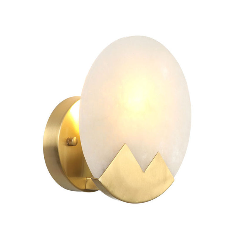 BowLift | Brass 1-Light Wall Lamp Fixture Antique Frosted White Glass Tulip Shade/Cylinder Wall Mount Light with Arm