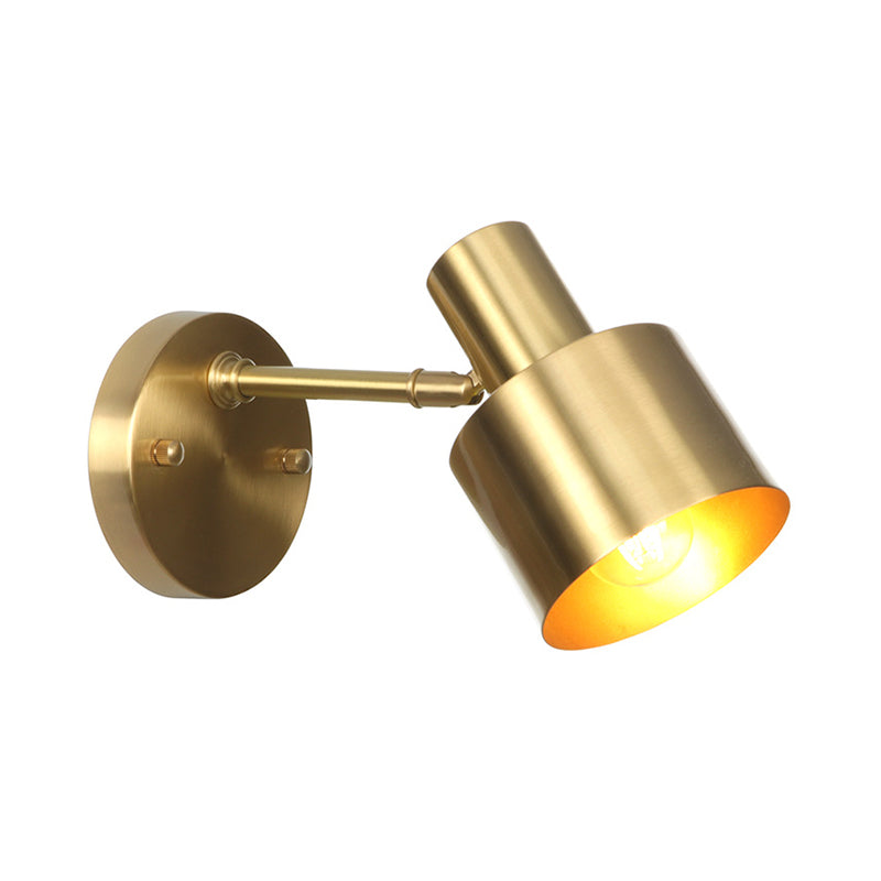 BowLift | Brass 1-Light Wall Lamp Fixture Antique Frosted White Glass Tulip Shade/Cylinder Wall Mount Light with Arm