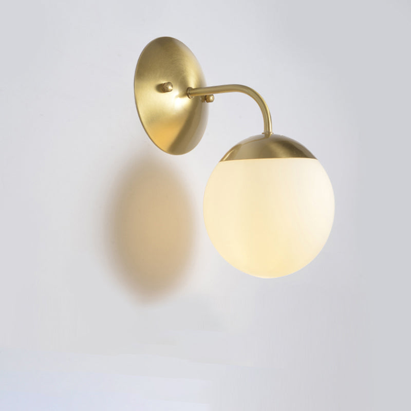 BowLift | Brass 1-Light Wall Lamp Fixture Antique Frosted White Glass Tulip Shade/Cylinder Wall Mount Light with Arm