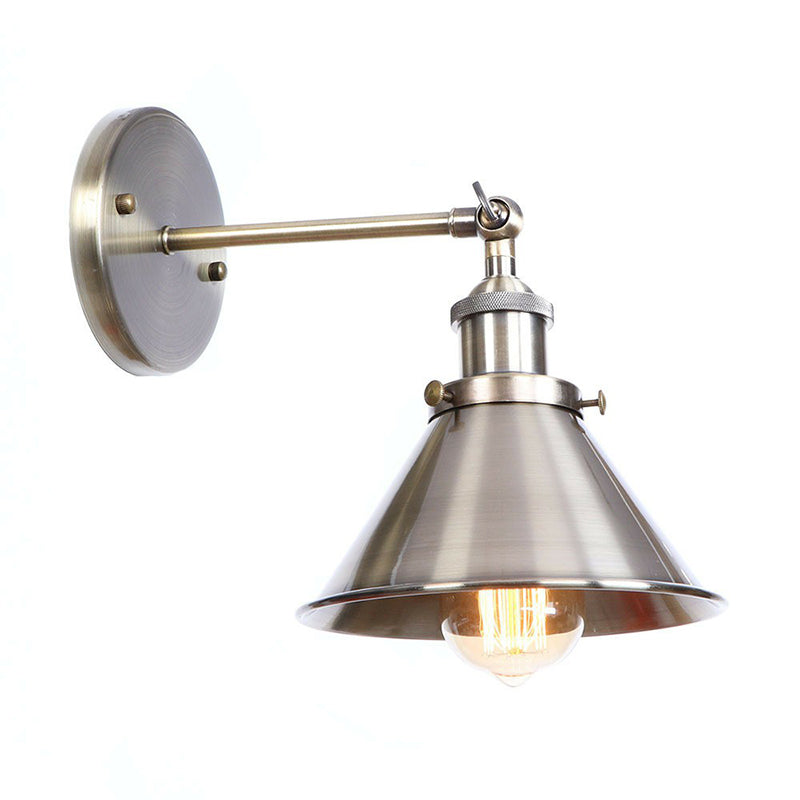 BowLift | Bronze 1-Light Wall Spotlight Industrial Iron Rolled Edge Dish/Cone/Horn Wall Mount Light Fixture with Swivel Joint