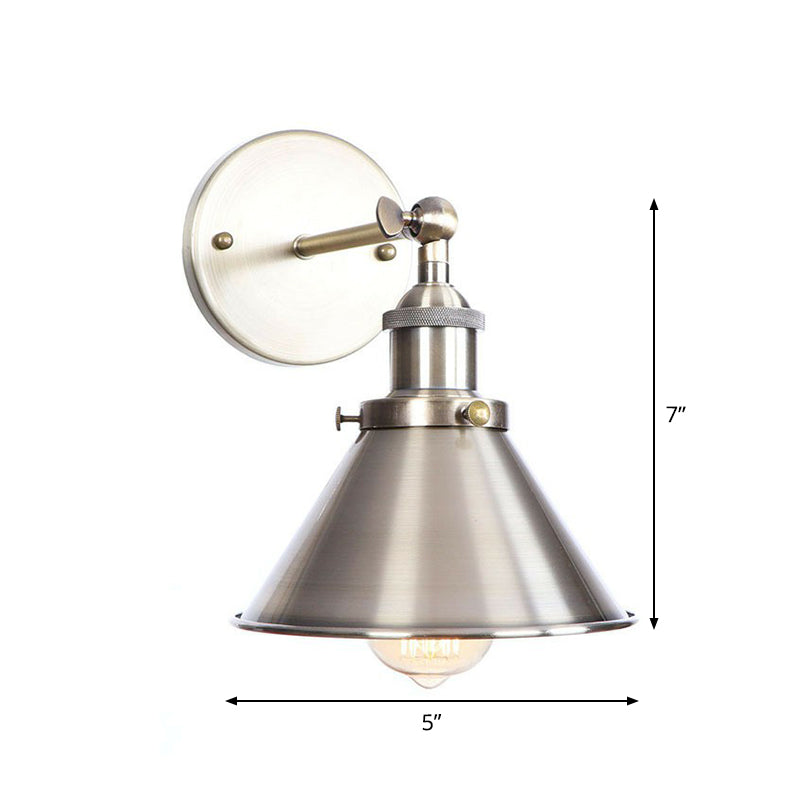 BowLift | Bronze 1-Light Wall Spotlight Industrial Iron Rolled Edge Dish/Cone/Horn Wall Mount Light Fixture with Swivel Joint