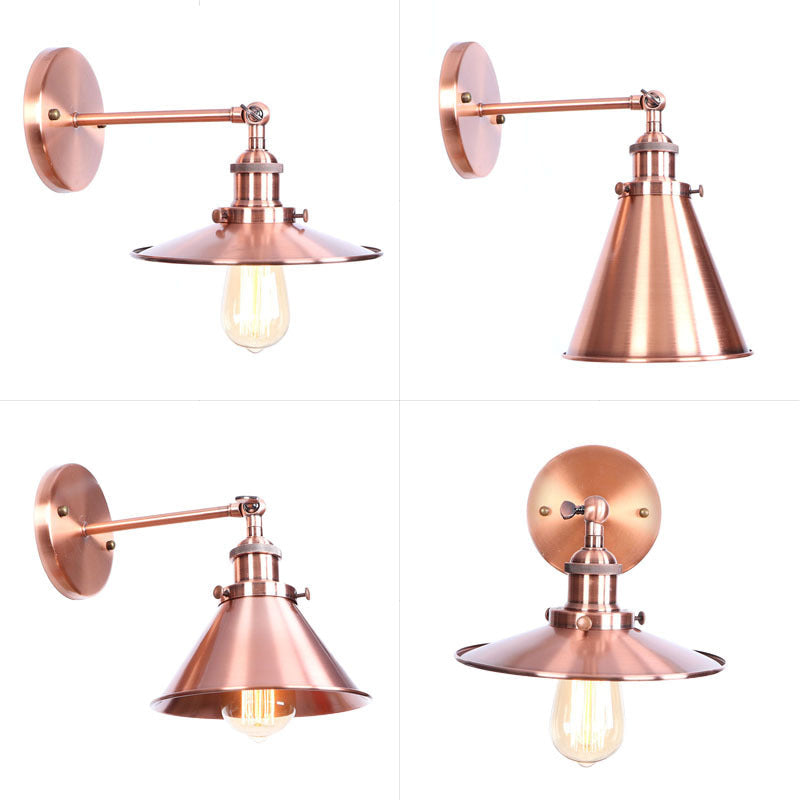 BowLift | Adjustable Iron Copper Wall Reading Camp Horn/Bowl/Cone Single Lamp Loft Style Wall Lamp for Living Room
