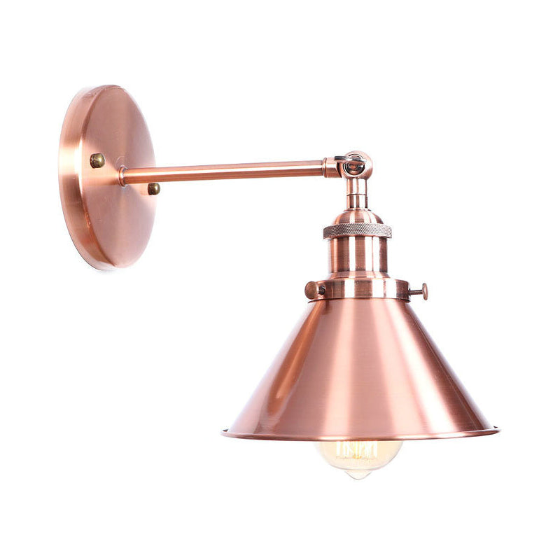 BowLift | Adjustable Iron Copper Wall Reading Camp Horn/Bowl/Cone Single Lamp Loft Style Wall Lamp for Living Room