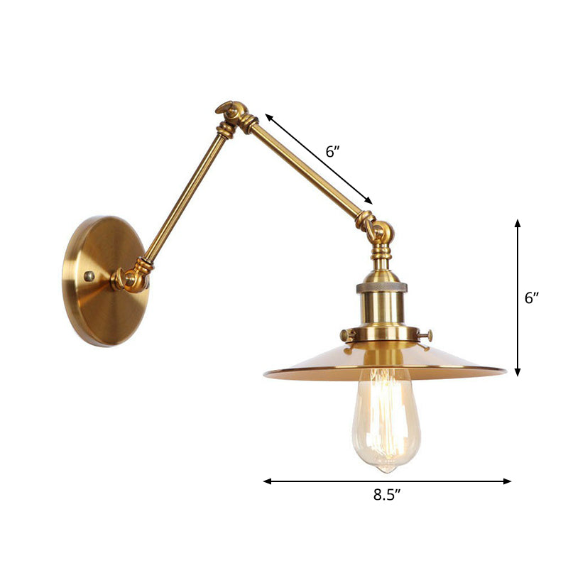 BowLift | Iron Brass Wall Lighting Scalloped/Horn/Cone Single 6"/8" Width Antique Wall Lamp with Swing Arm