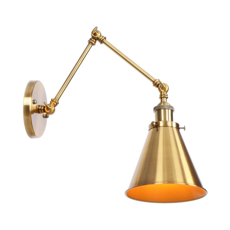 BowLift | Iron Brass Wall Lighting Scalloped/Horn/Cone Single 6"/8" Width Antique Wall Lamp with Swing Arm