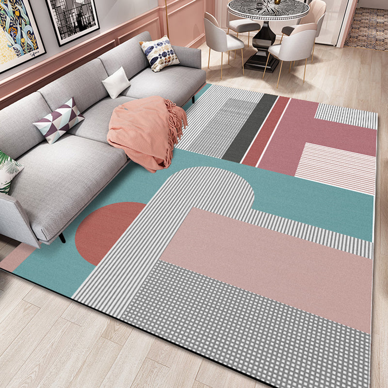 BowLift | Pastel Morandi Color Block Carpet Synthetic Nordic Area Rug Non-Slip Backing Easy Maintenance Rug for Home
