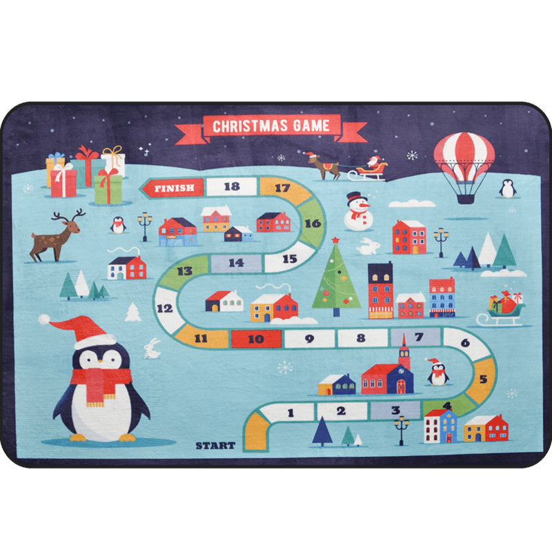 BowLift | Cartoon Railway Area Rug Multicolored polypropylene rug pet-friendly non-slip rug for children