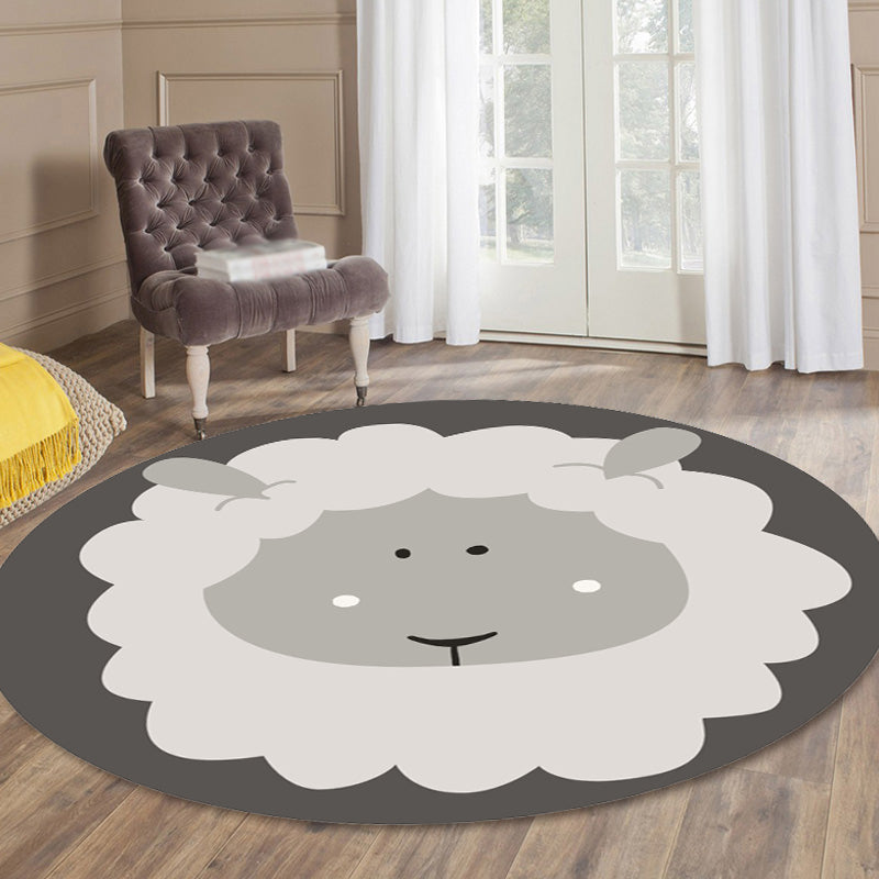 BowLift | Dark Color Cartoon Area Rug Synthetic Animal Head Carpet Stain Resistant Non-Slip Rug for Children's Room