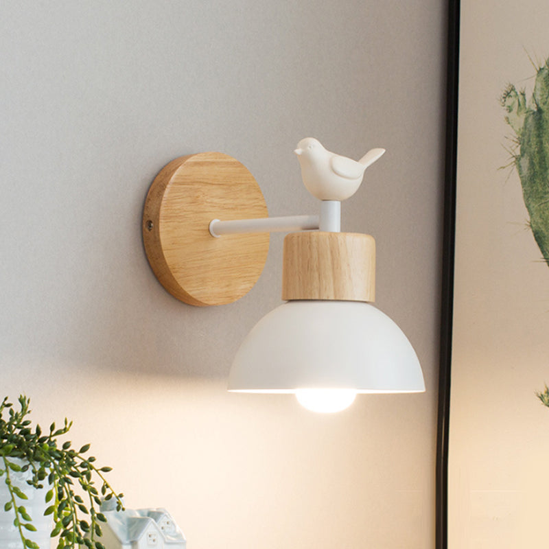 BowLift | NordicDome - Metal and Wood Wall Lamp with Bird for the Children's Room