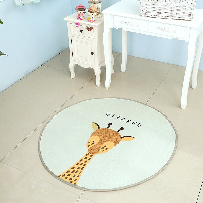 BowLift | Beautiful Children's Indoor Light Color Animal Rug with Words Non-Slip Backing Pet-Friendly Rug