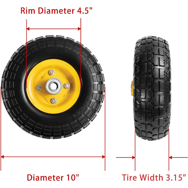 BowLift | 10" Solid Tire Wheel 220 lbs Dynamic Load 2pcs Wheels for Hand Truck Utility Cart Dollies Various Carts