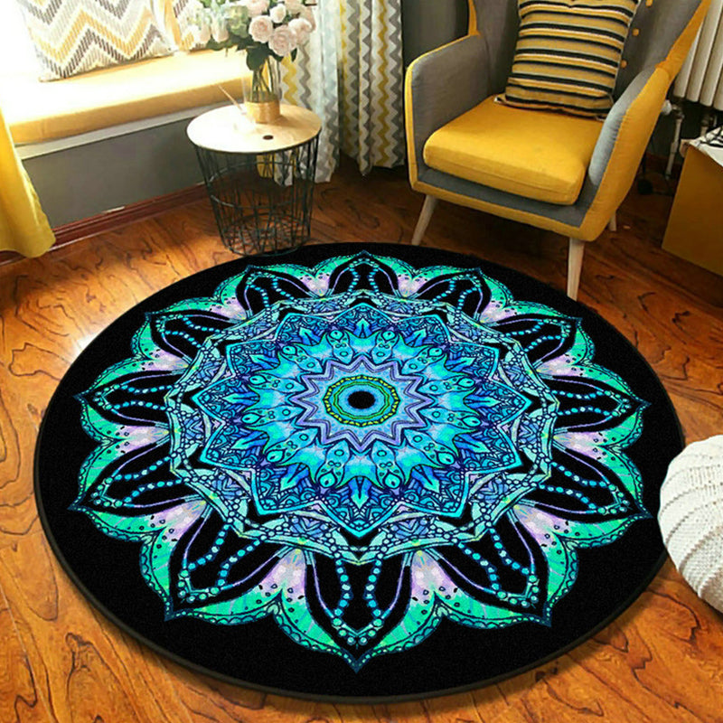 BowLift | Fancymandala-Rug Dark Color Moroccan Rug Polyester Pet-Friendly Rug for Living Room