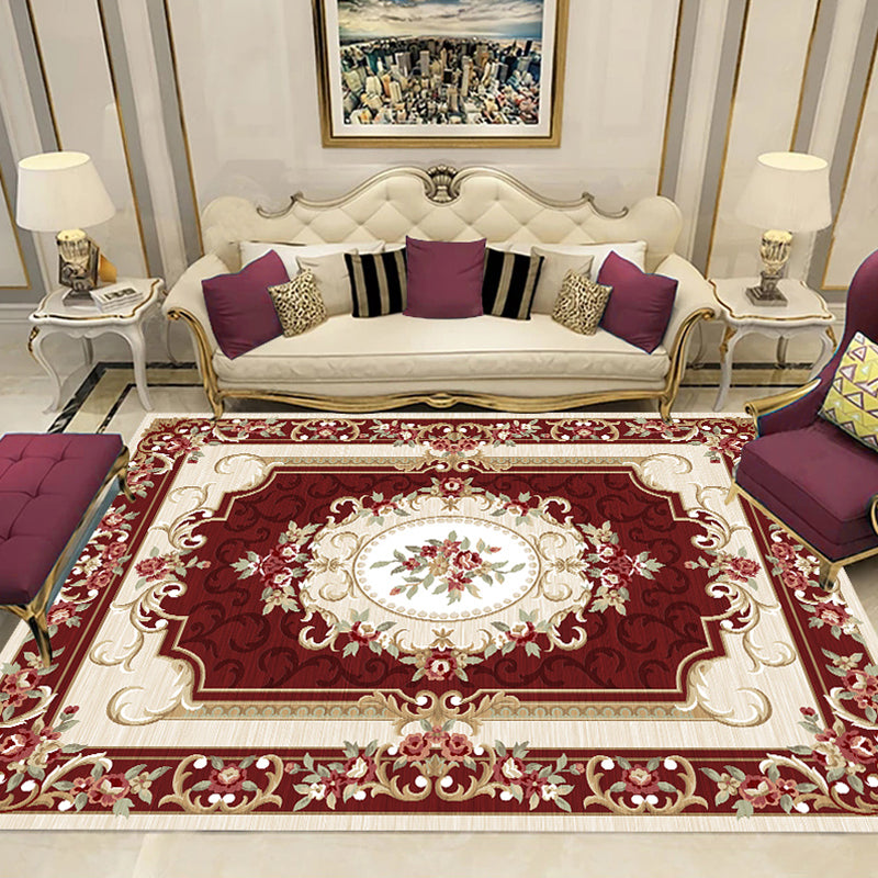 BowLift | Colorful Flower Pattern Rug Multicolor Retro Indoor Rug Polyester Machine Washable Non-Slip Back Rug for Living Room