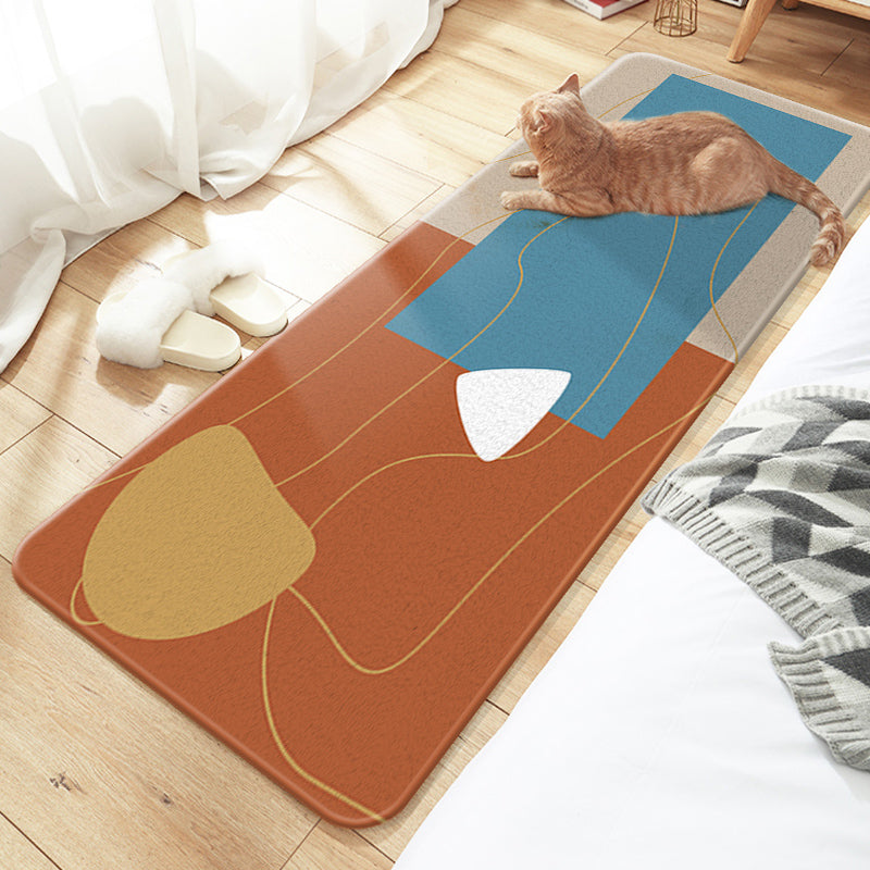 BowLift | Casual Multi Colored Modernism Carpet Polyester Swirl Stripe Pattern Carpet Washable Pet Friendly Non-Slip Carpet for Bedroom