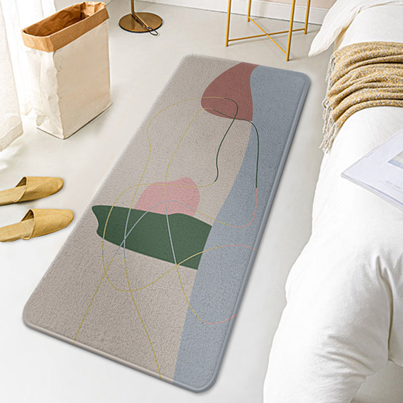 BowLift | Casual Multi Colored Modernism Carpet Polyester Swirl Stripe Pattern Carpet Washable Pet Friendly Non-Slip Carpet for Bedroom