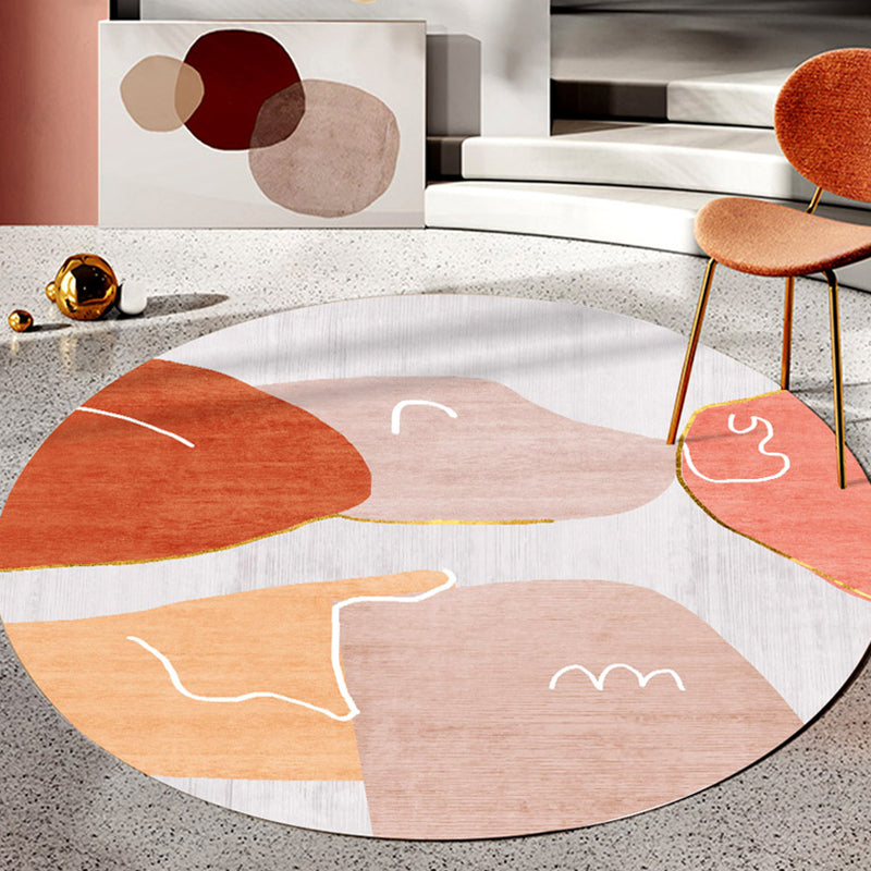 BowLift | Indoor Round Rug Multicolor Polyester with Color Block Design Pet-Friendly Novelty Style Rug